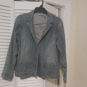 Size 3 Chico Denim Jacket With Beautiful Embroidry On Back